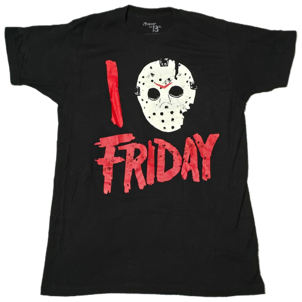 Friday the 13th Jason Voorhees I Heart Friday Graphic T-Shirt Mens MD Black (AI)